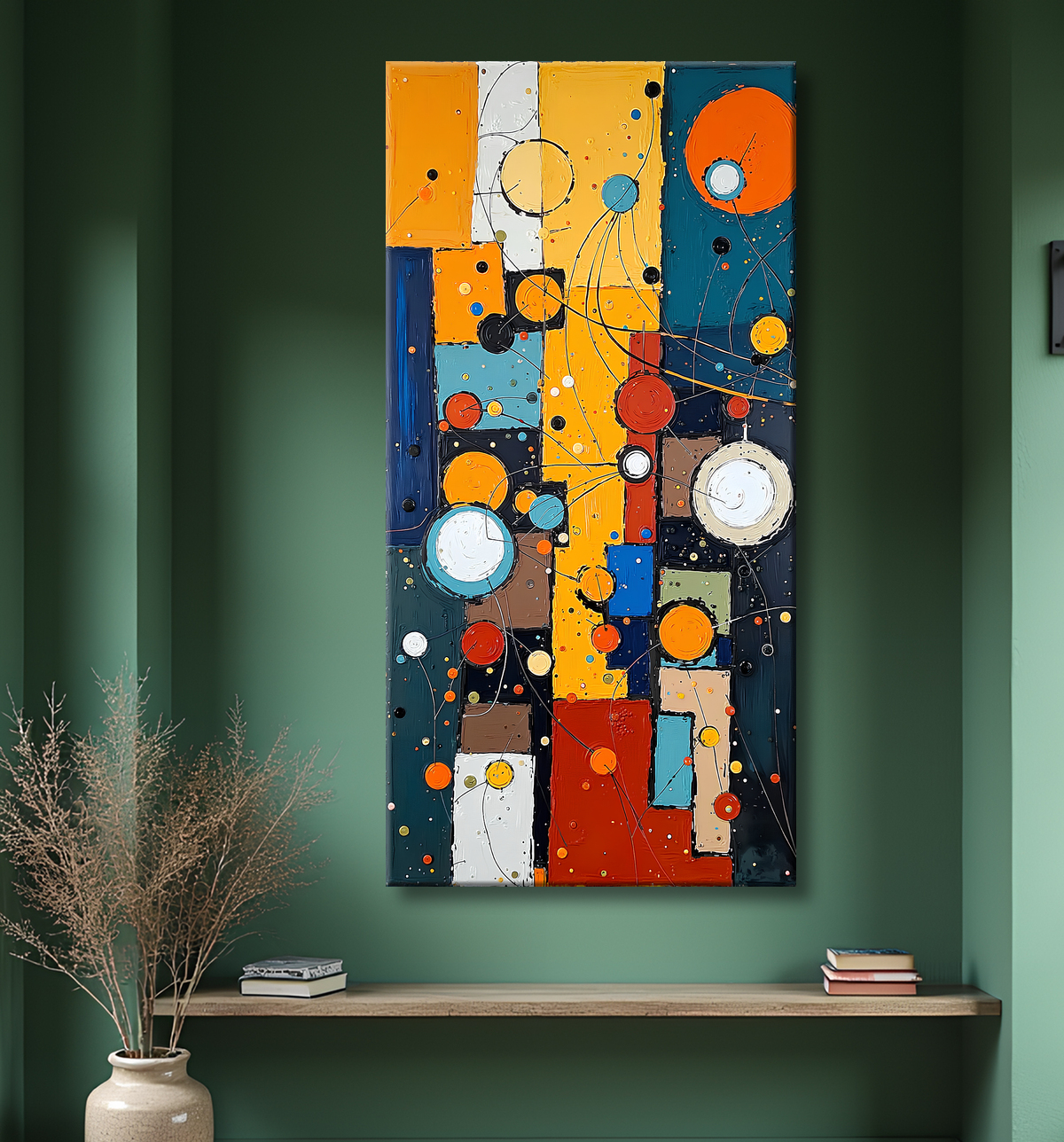 Tableau abstrait moderne et coloré Made in France avec decor