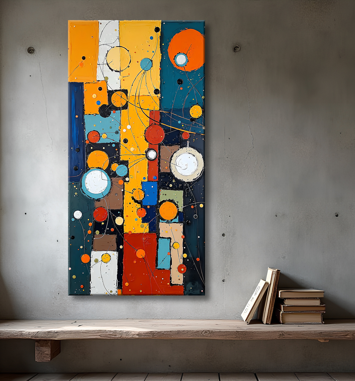 Tableau abstrait moderne et coloré Made in France avec decor