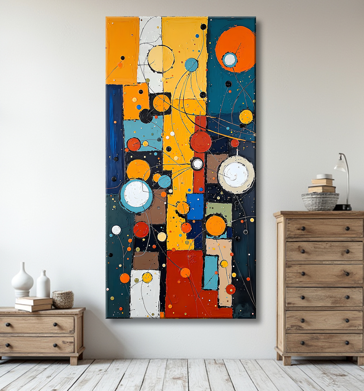 Tableau abstrait moderne et coloré Made in France avec decor