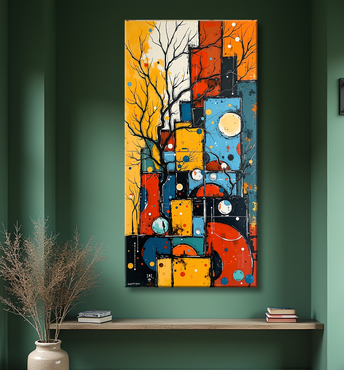 Tableau abstrait moderne et coloré Made in France avec decor