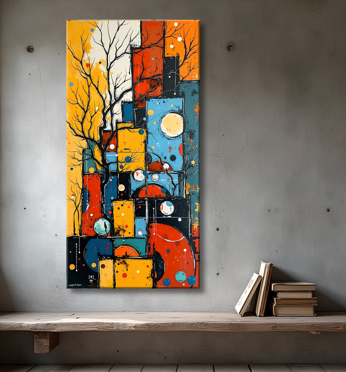 Tableau abstrait moderne et coloré Made in France avec decor