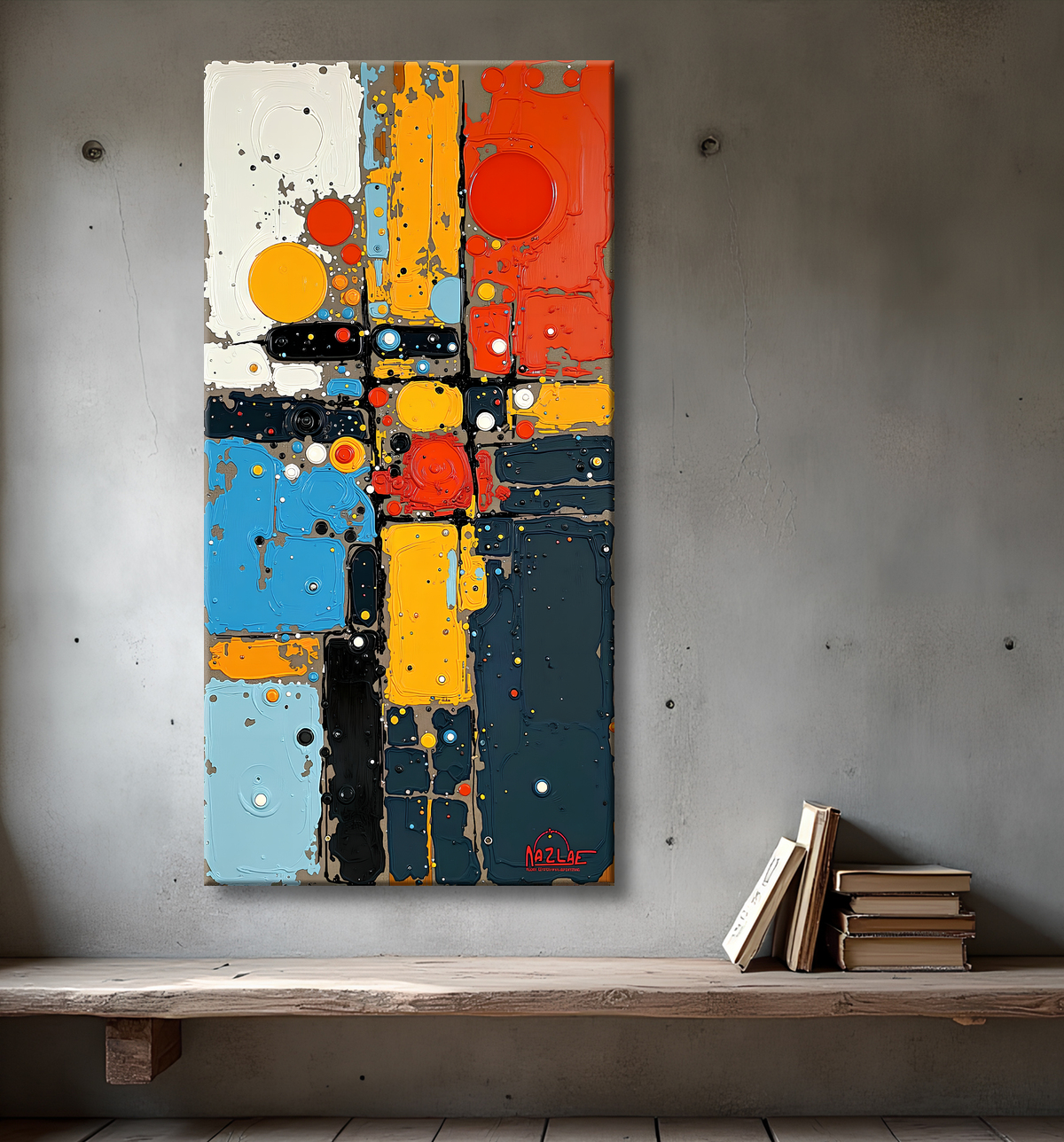 Tableau abstrait moderne et coloré Made in France avec decor