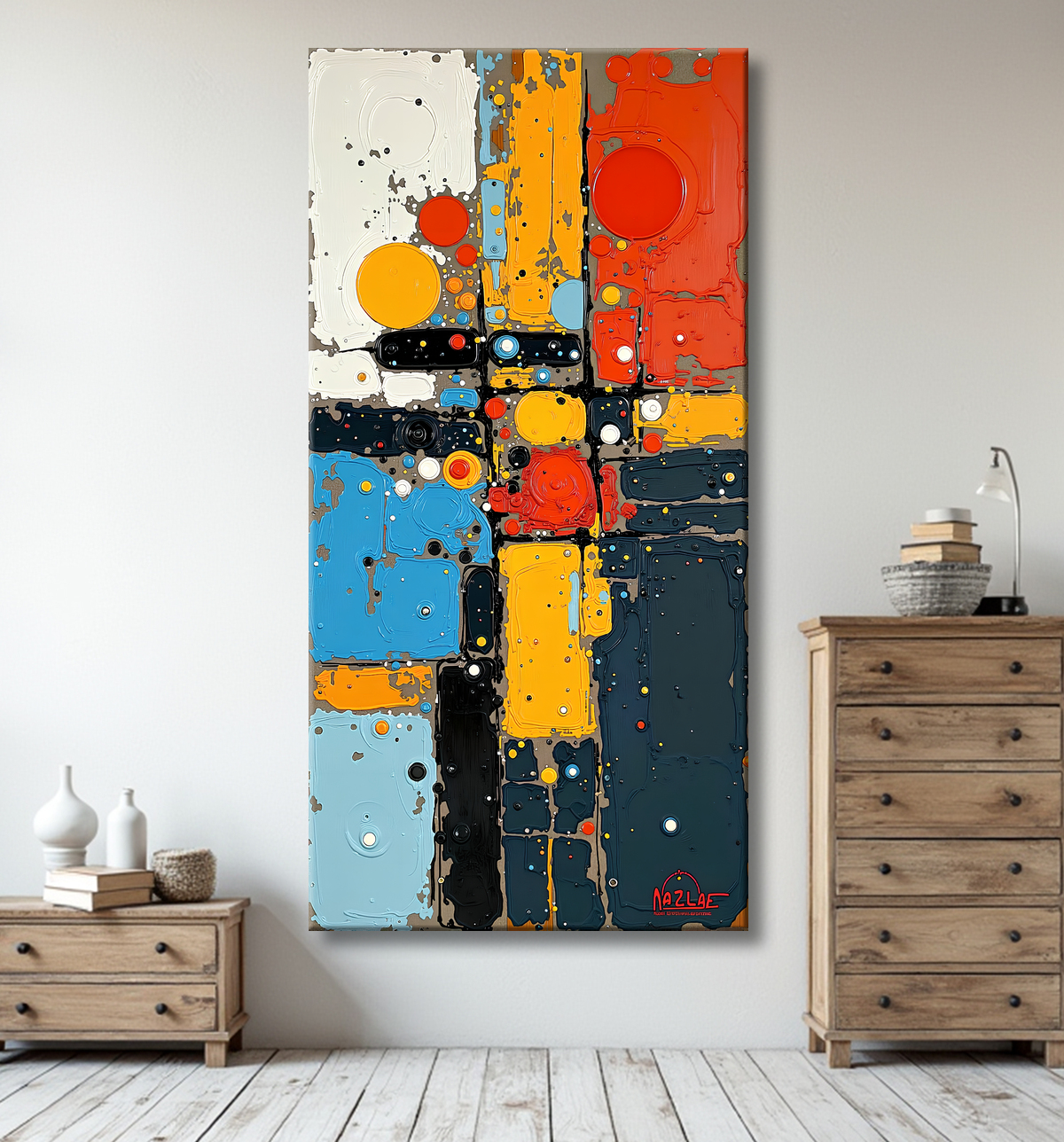 Tableau abstrait moderne et coloré Made in France avec decor