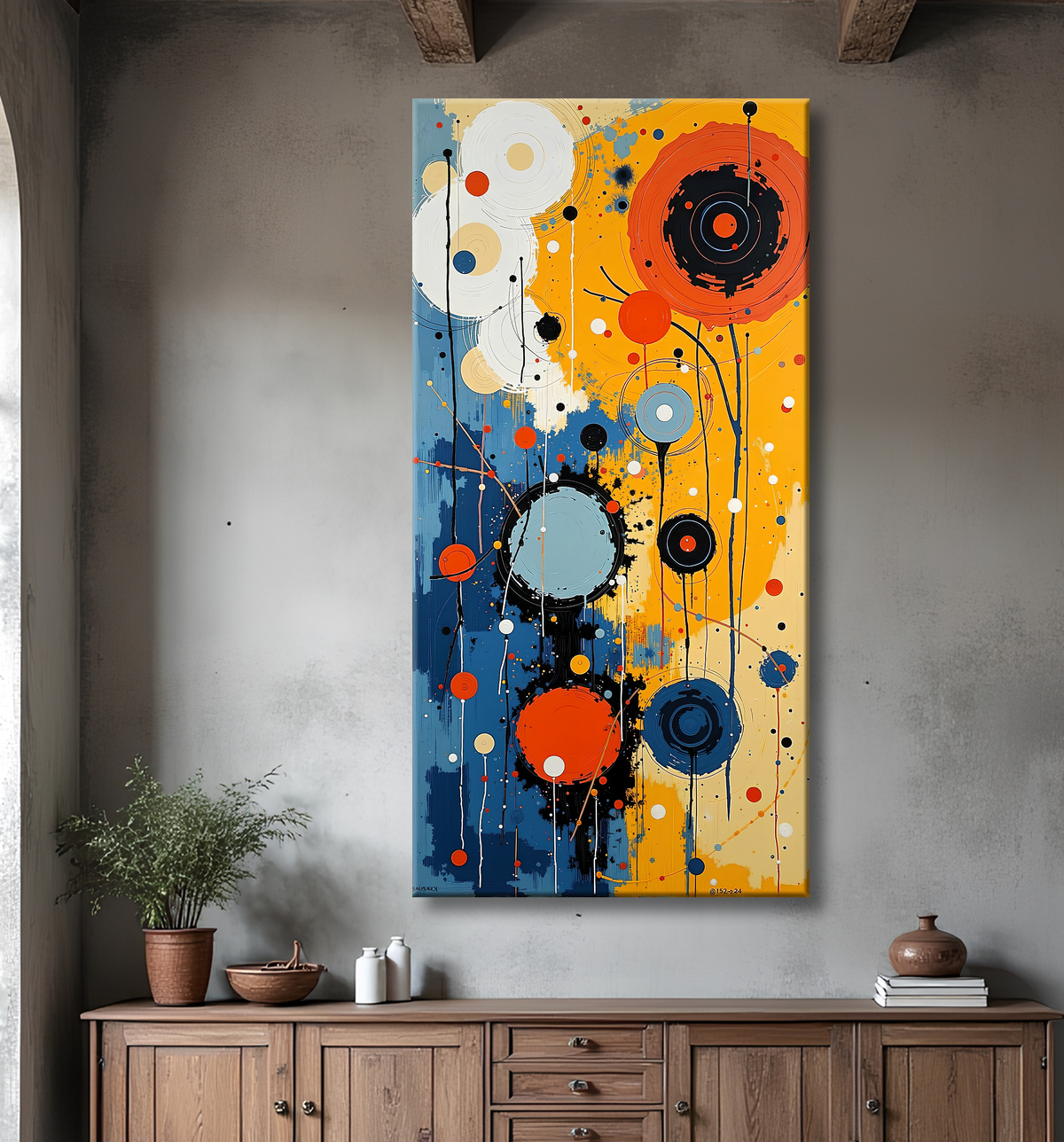 Tableau abstrait moderne et coloré Made in France avec decor