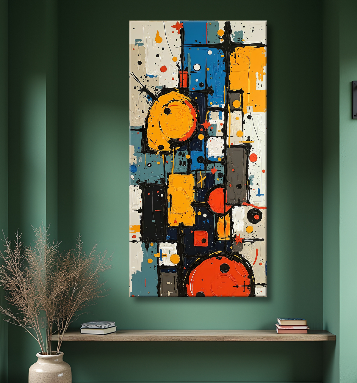 Tableau abstrait moderne et coloré Made in France avec decor
