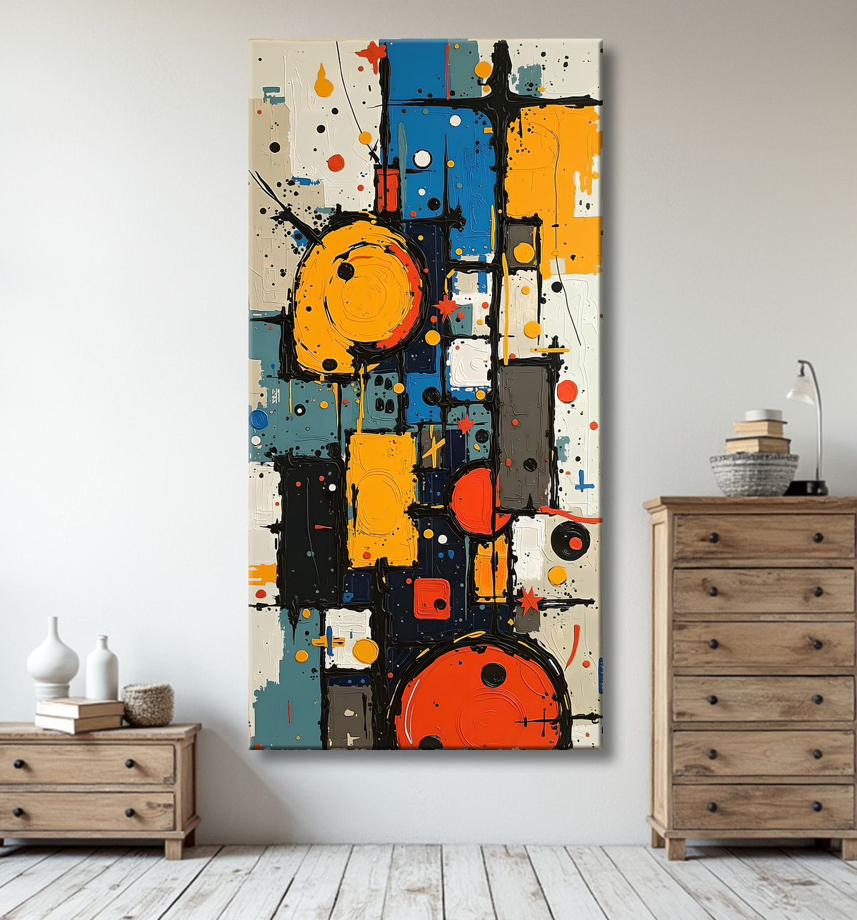 Tableau abstrait moderne et coloré Made in France avec decor