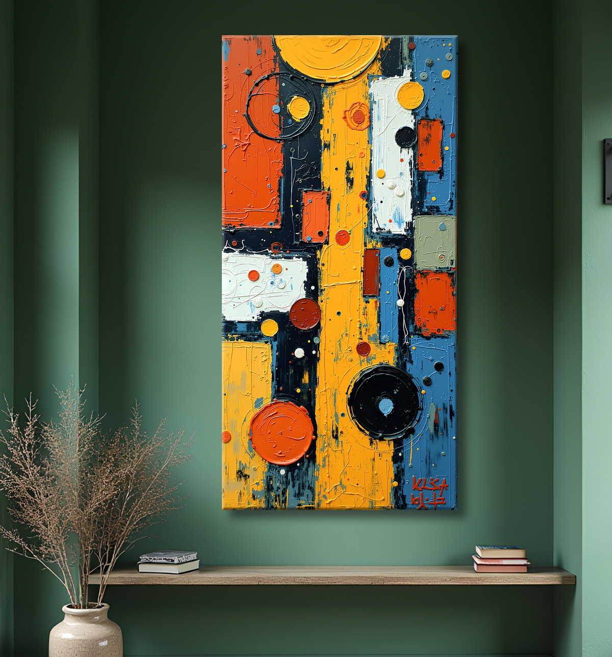 Tableau abstrait moderne et coloré Made in France avec decor