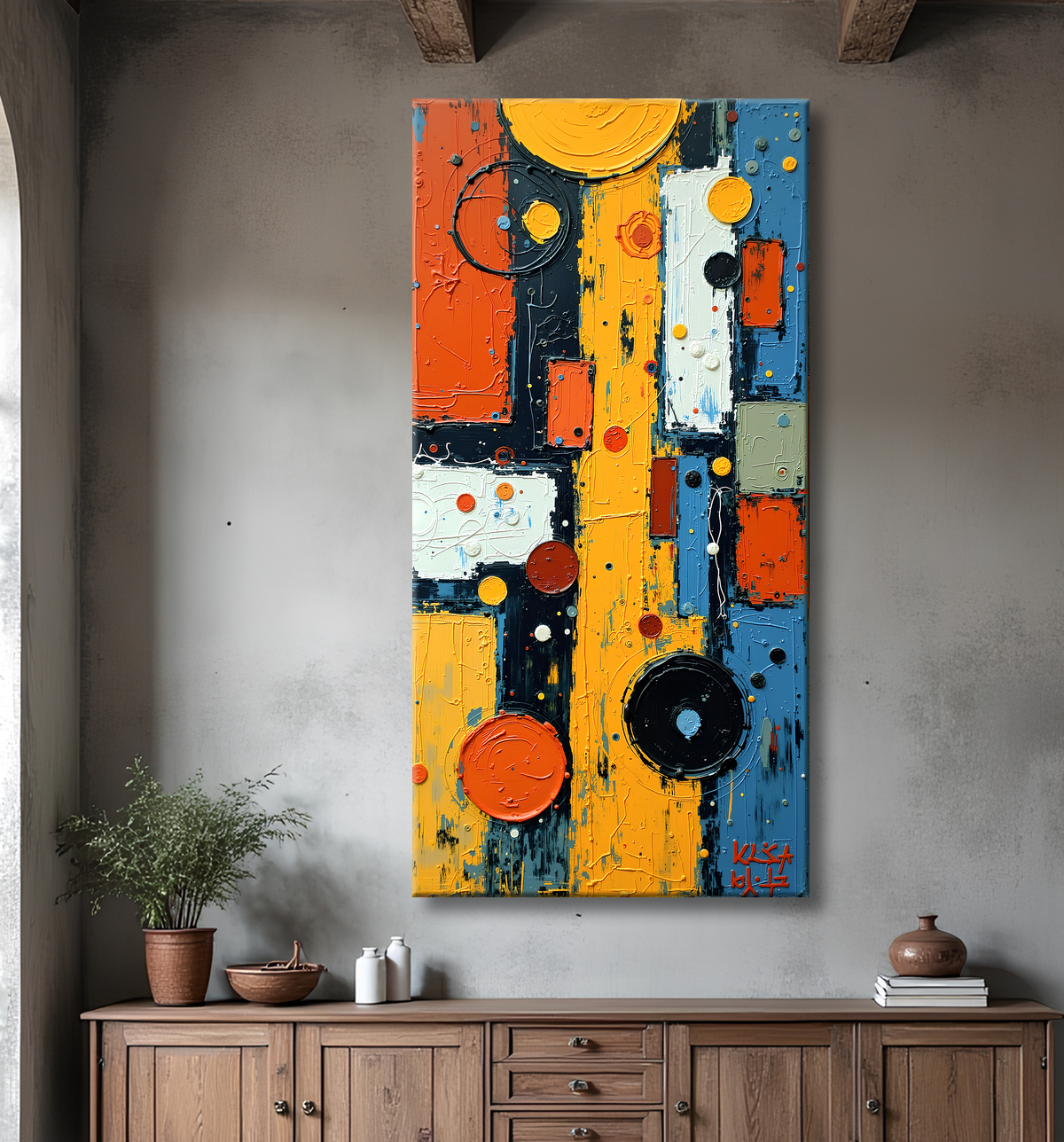 Tableau abstrait moderne et coloré Made in France avec decor