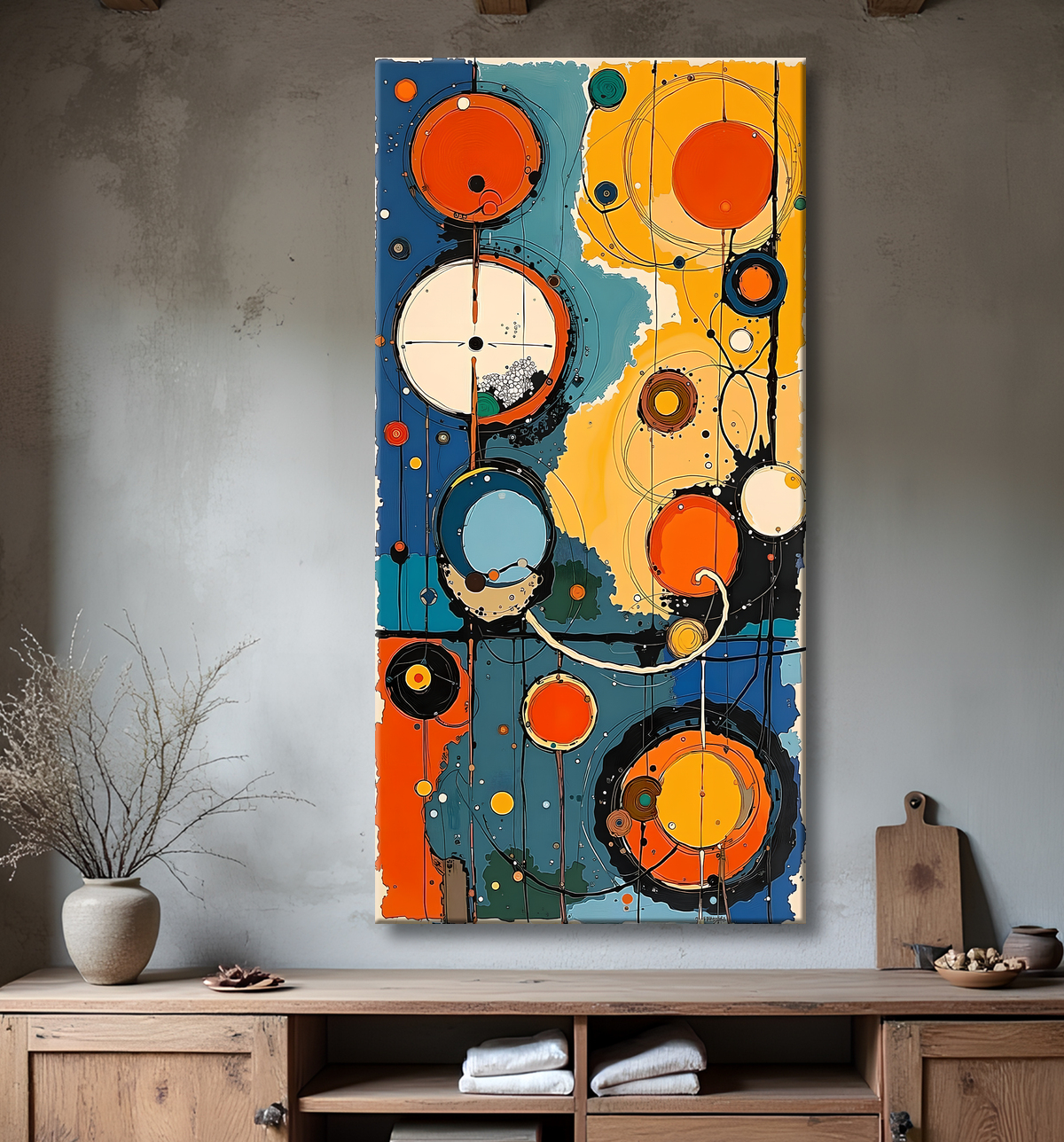 Tableau abstrait moderne et coloré Made in France avec decor