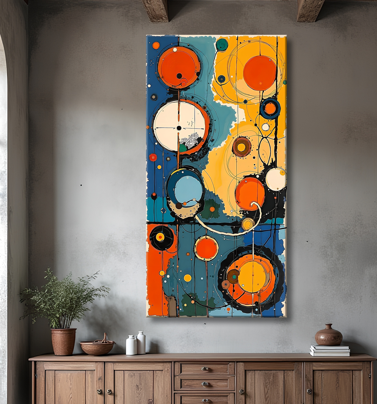 Tableau abstrait moderne et coloré Made in France avec decor