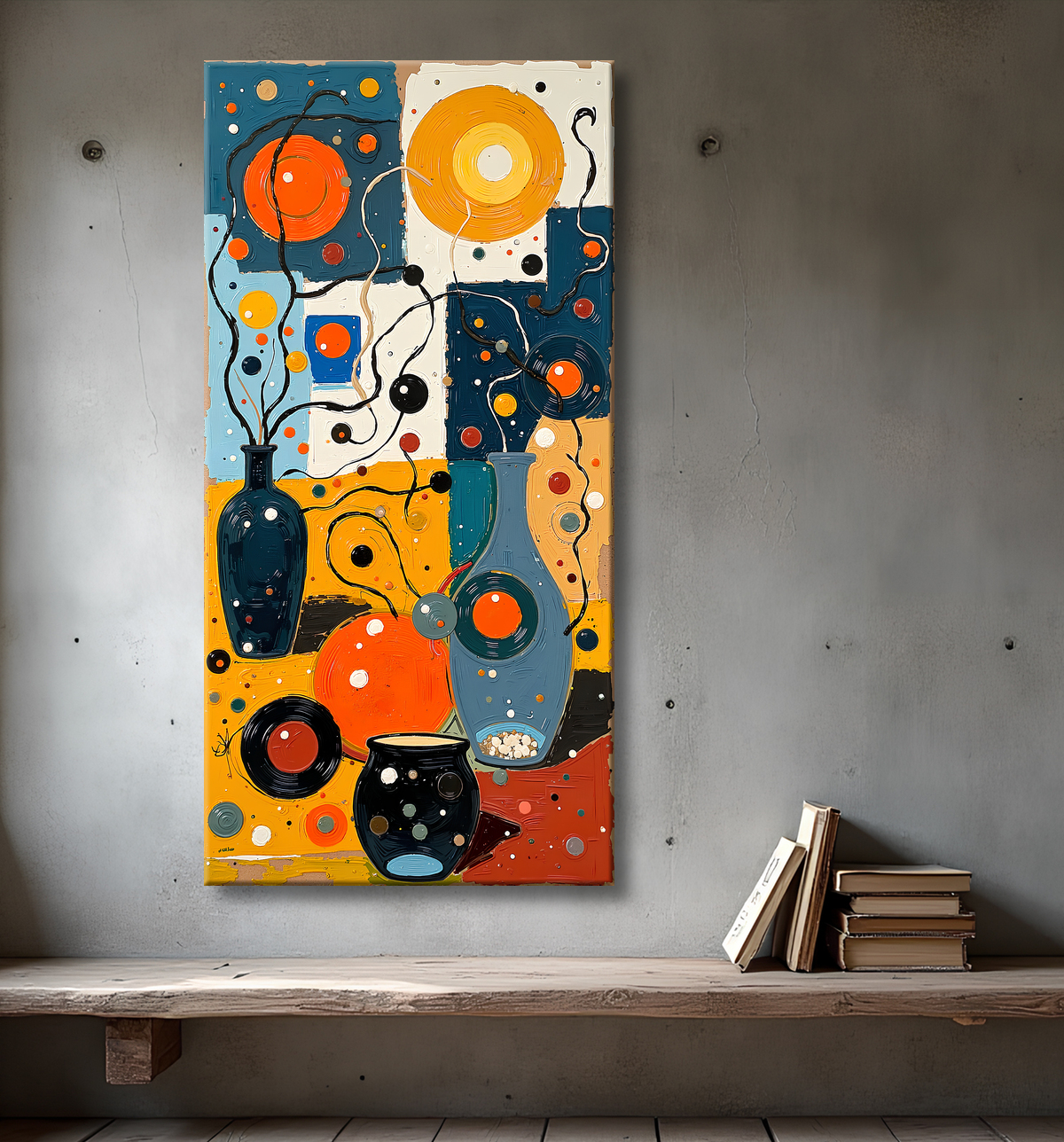 Tableau abstrait moderne et coloré Made in France avec decor