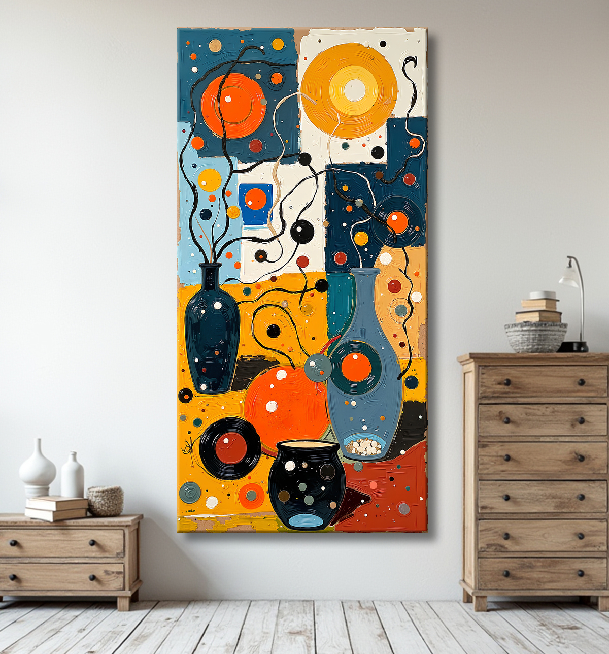 Tableau abstrait moderne et coloré Made in France avec decor