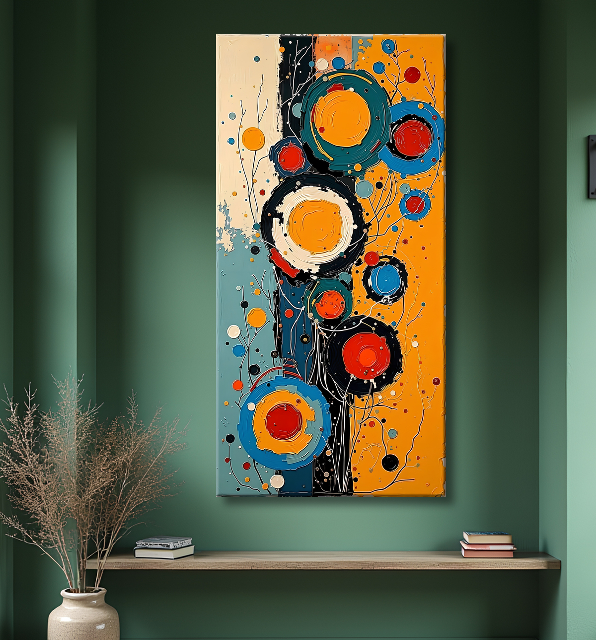 Tableau abstrait moderne et coloré Made in France avec decor