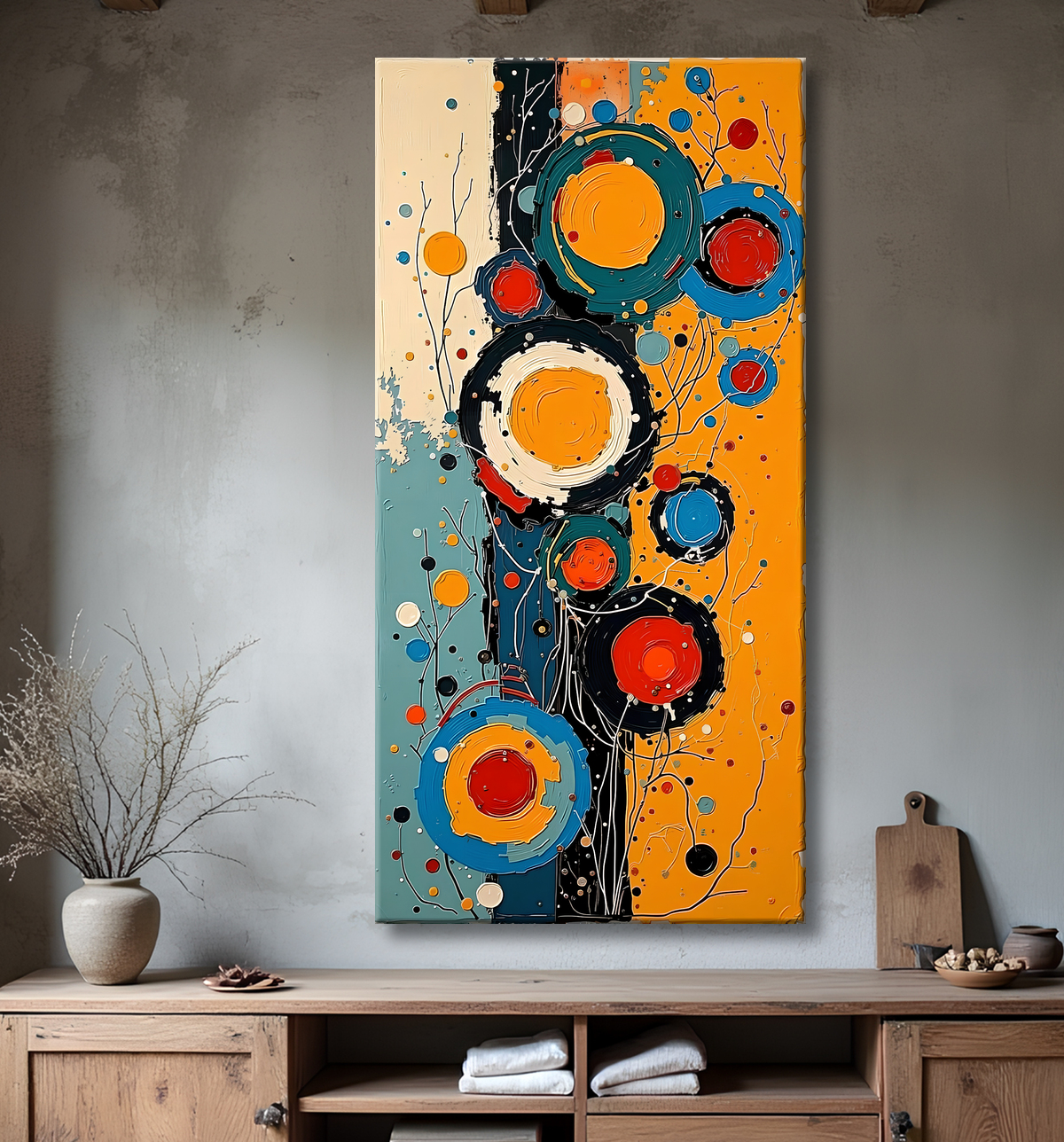 Tableau abstrait moderne et coloré Made in France avec decor