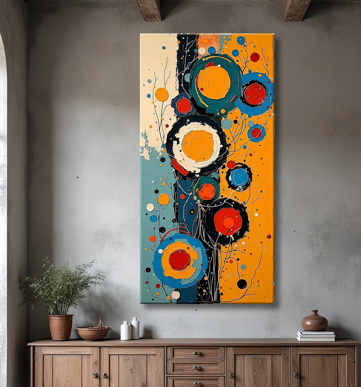 Tableau abstrait moderne et coloré Made in France avec decor