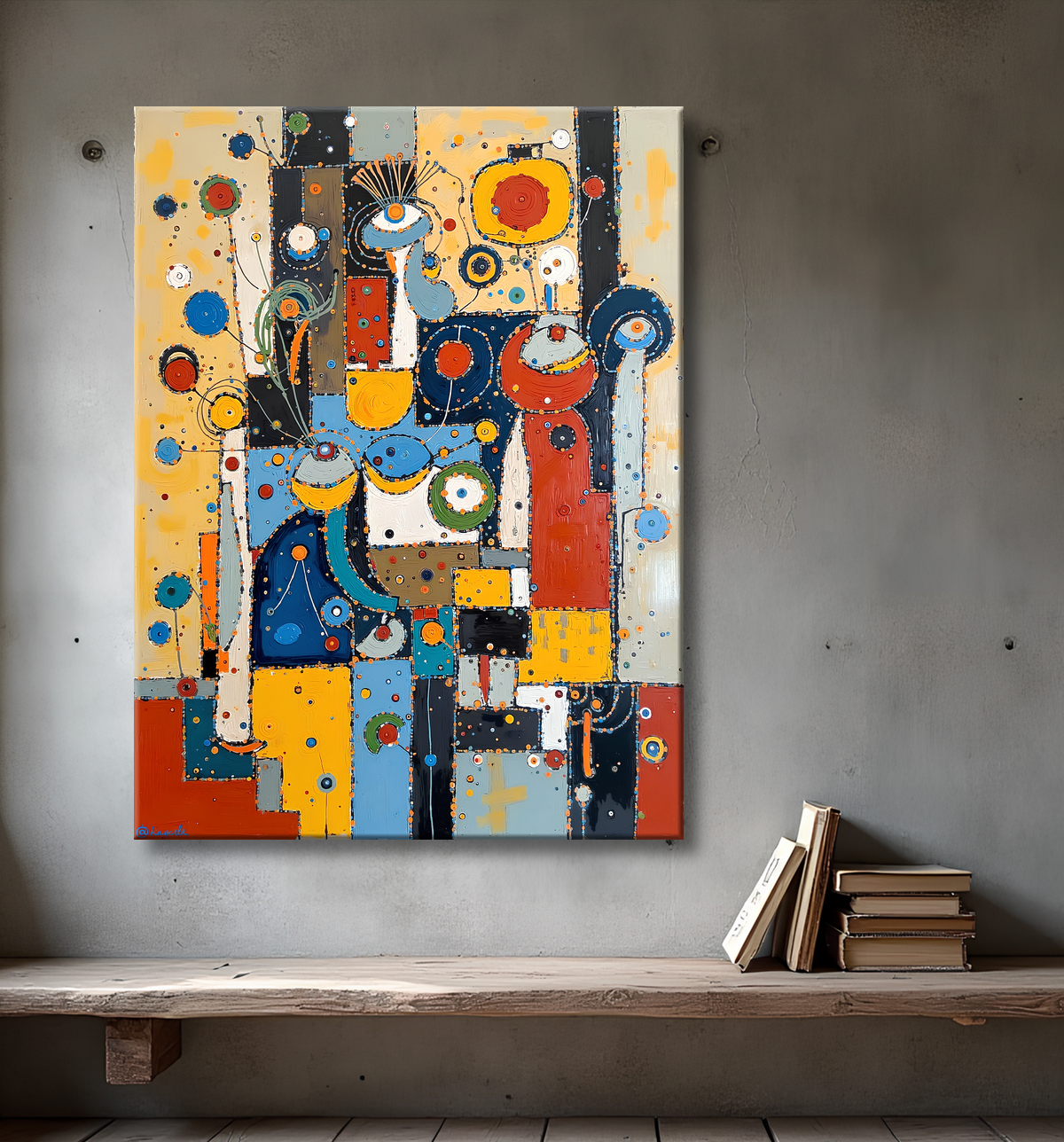 Tableau abstrait moderne et coloré Made in France avec decor