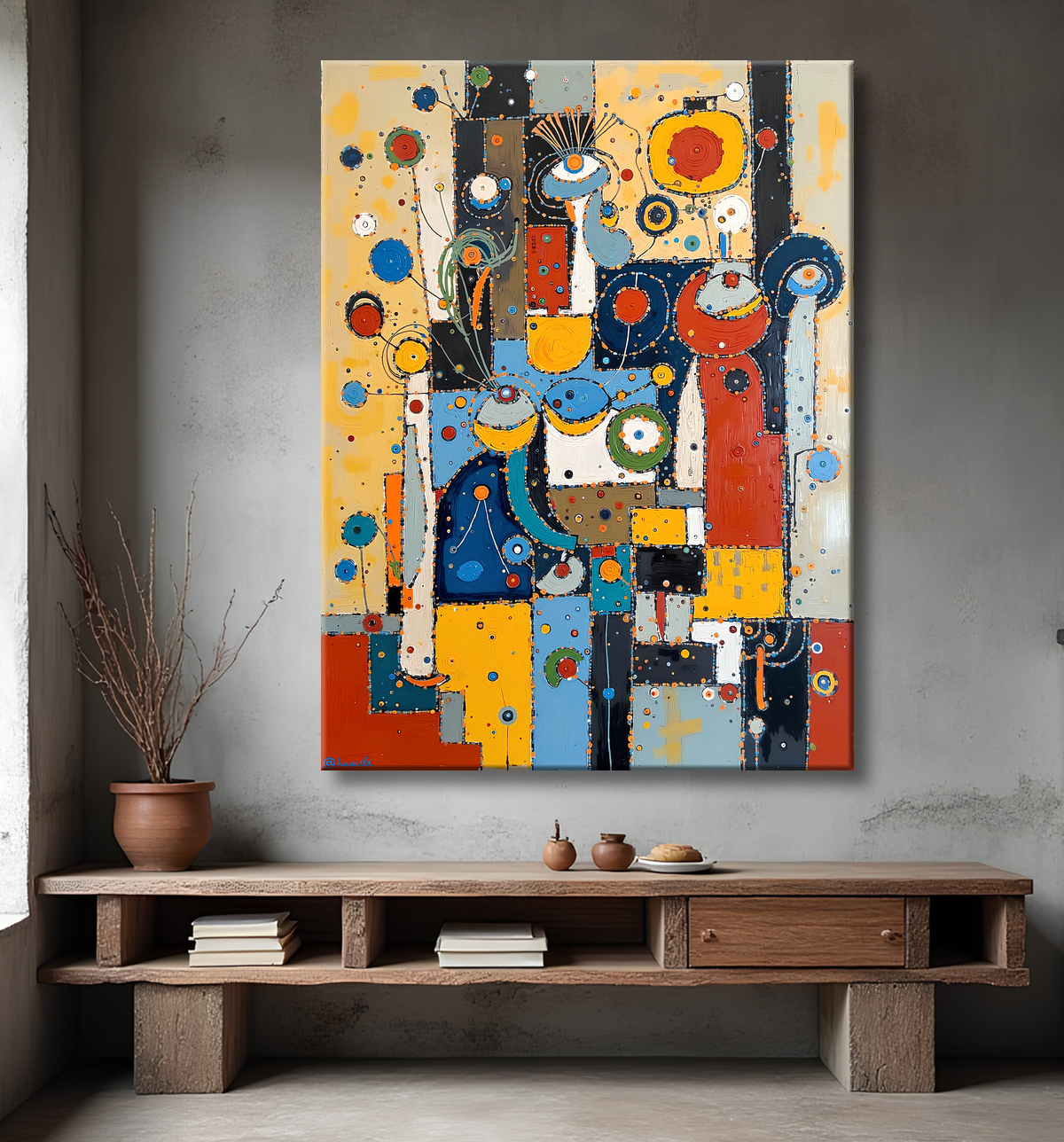 Tableau abstrait moderne et coloré Made in France avec decor