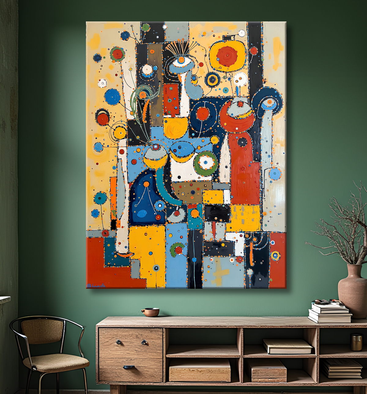 Tableau abstrait moderne et coloré Made in France avec decor