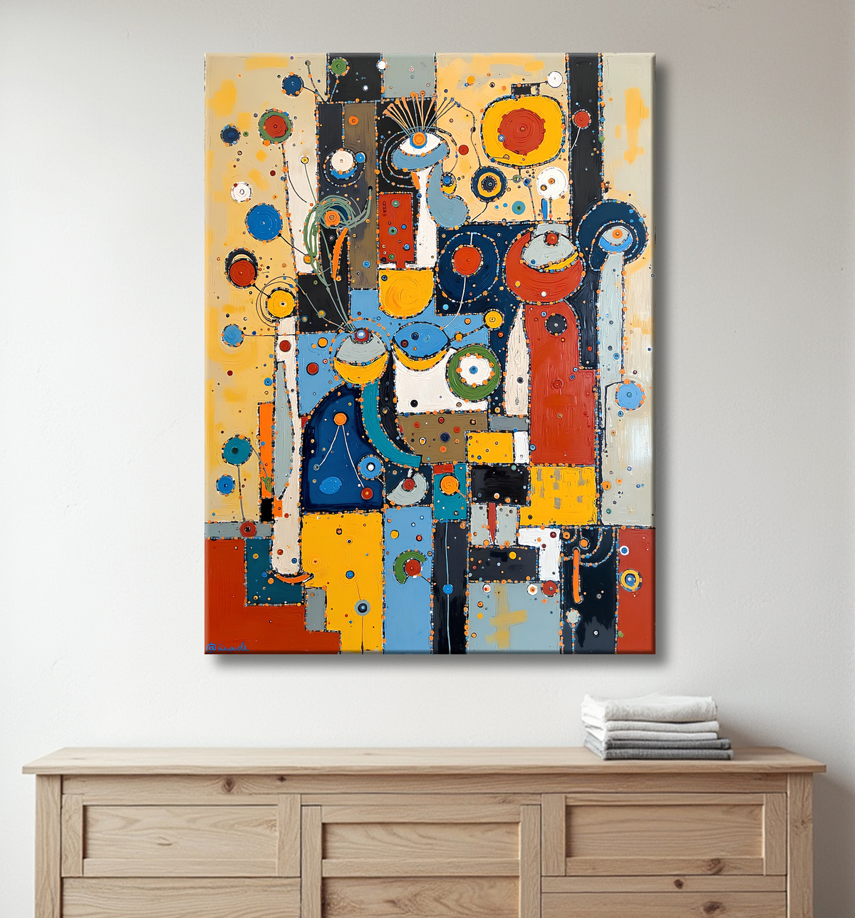 Tableau abstrait moderne et coloré Made in France avec decor