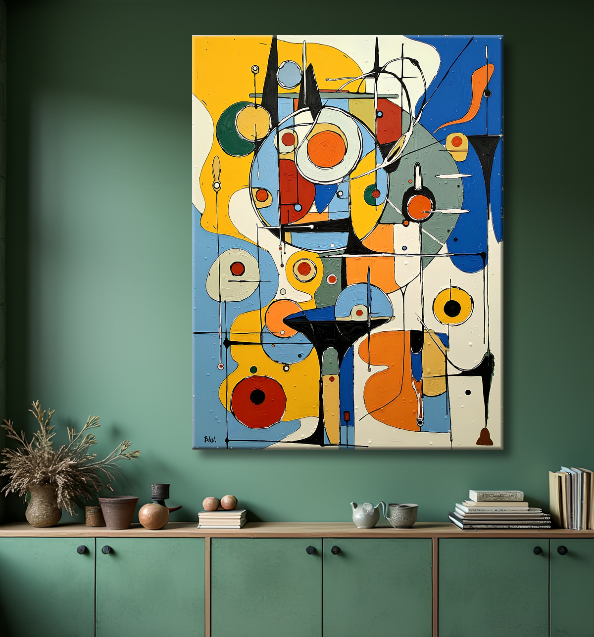 Tableau abstrait moderne et coloré Made in France avec decor