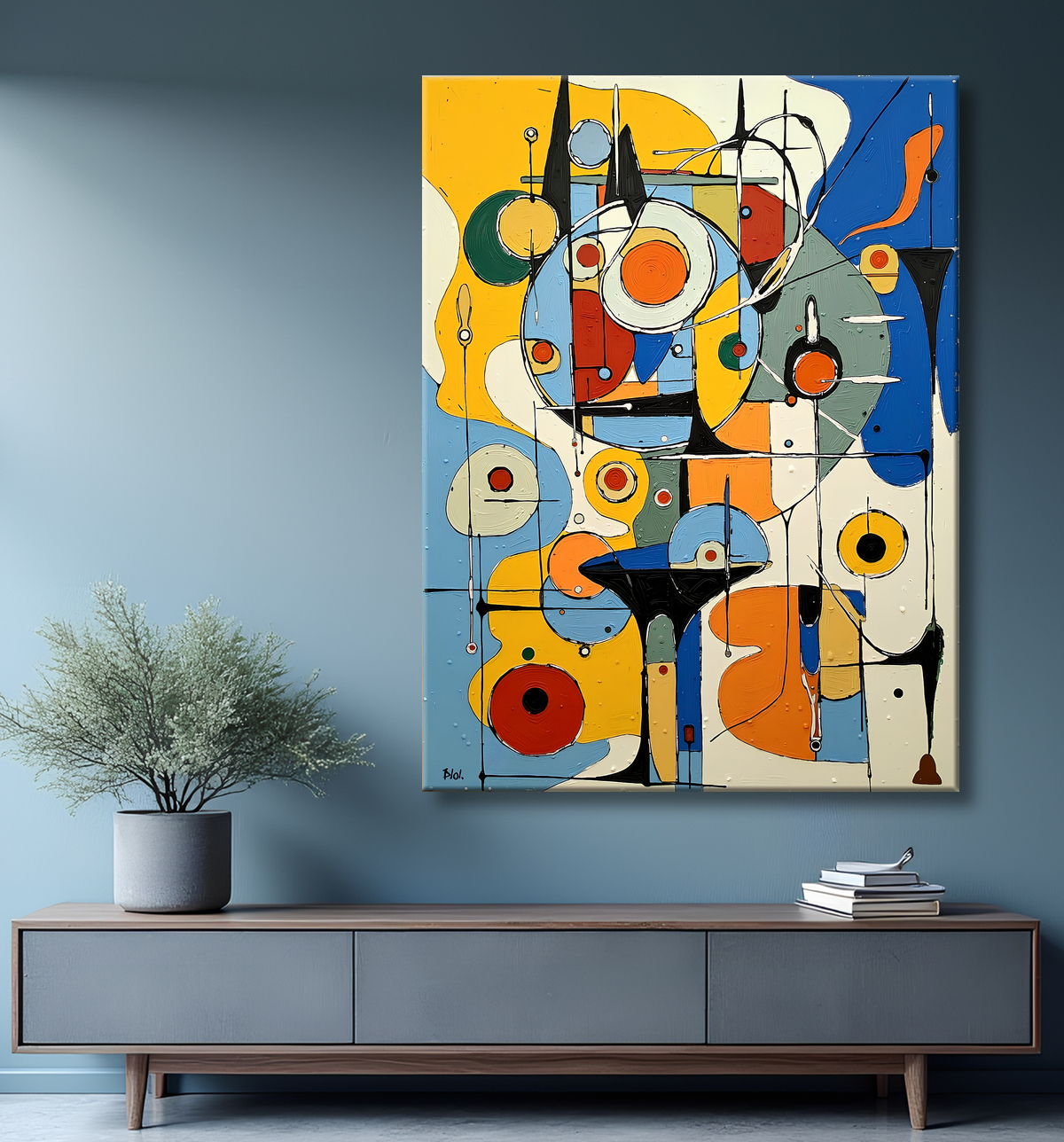 Tableau abstrait moderne et coloré Made in France avec decor