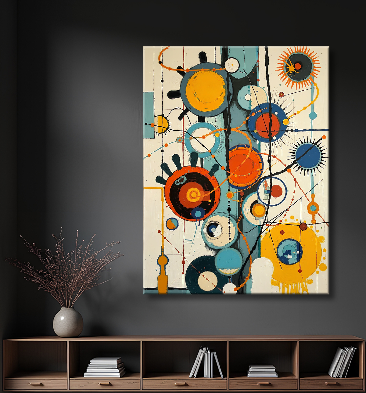 Tableau abstrait moderne et coloré Made in France avec decor
