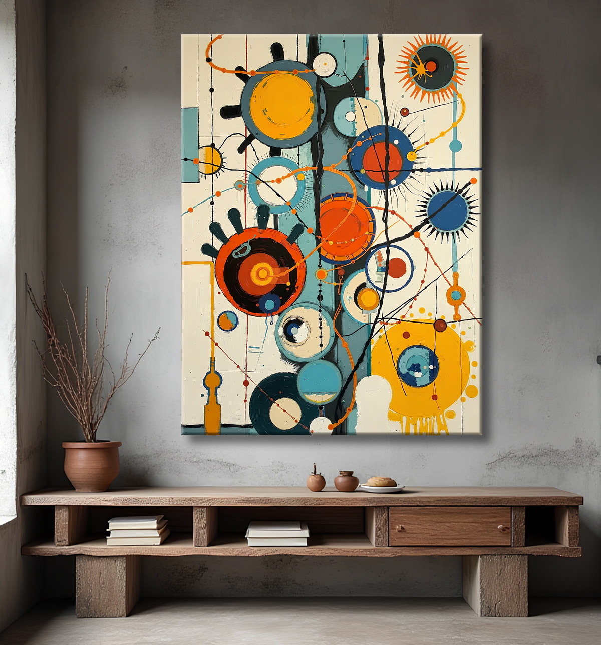Tableau abstrait moderne et coloré Made in France avec decor