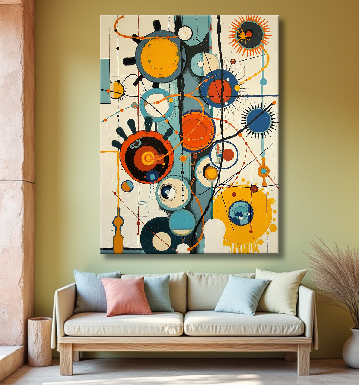 Tableau abstrait moderne et coloré Made in France avec decor
