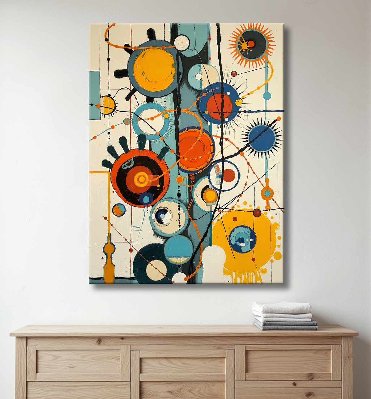Tableau abstrait moderne et coloré Made in France avec decor