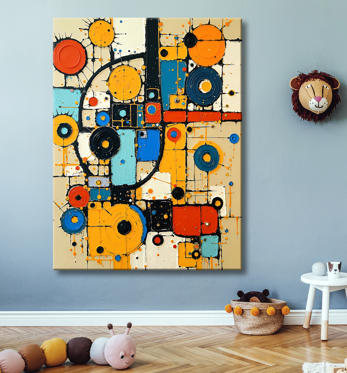 Tableau abstrait moderne et coloré Made in France avec decor