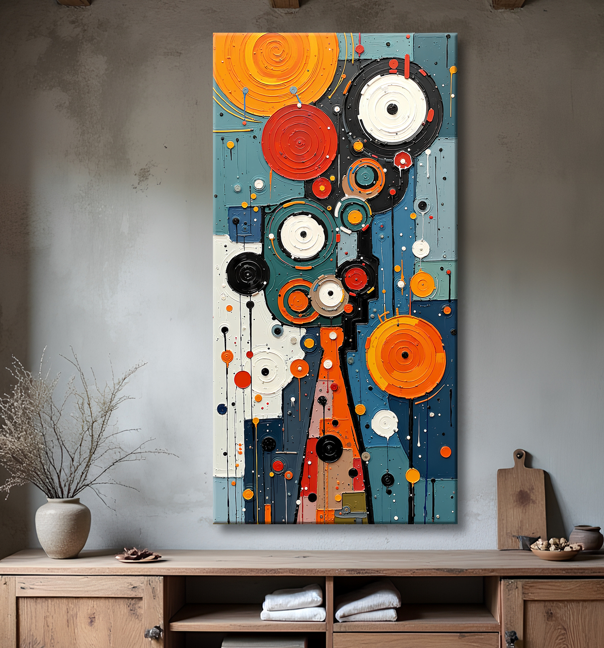 Tableau abstrait moderne et coloré Made in France avec decor