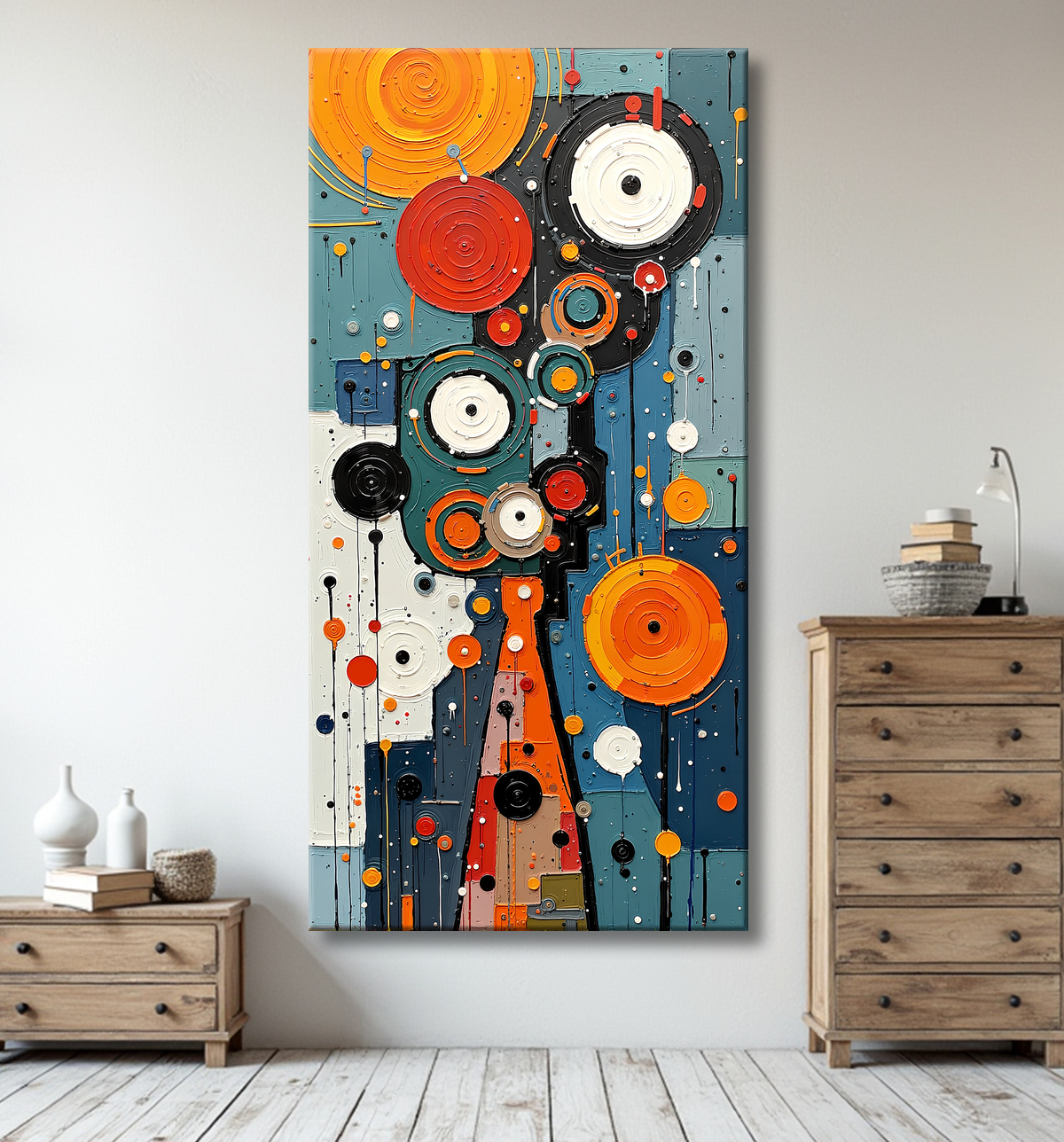 Tableau abstrait moderne et coloré Made in France avec decor