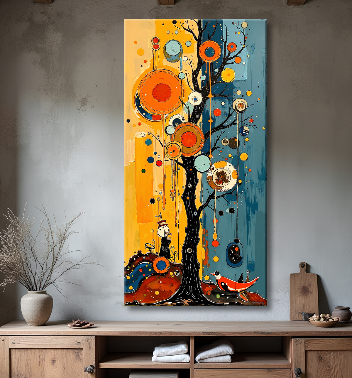 Tableau abstrait moderne et coloré Made in France avec decor