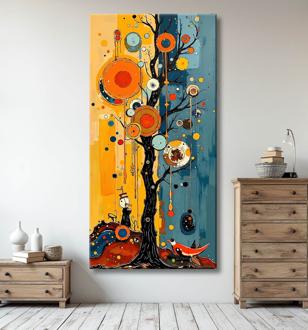Tableau abstrait moderne et coloré Made in France avec decor
