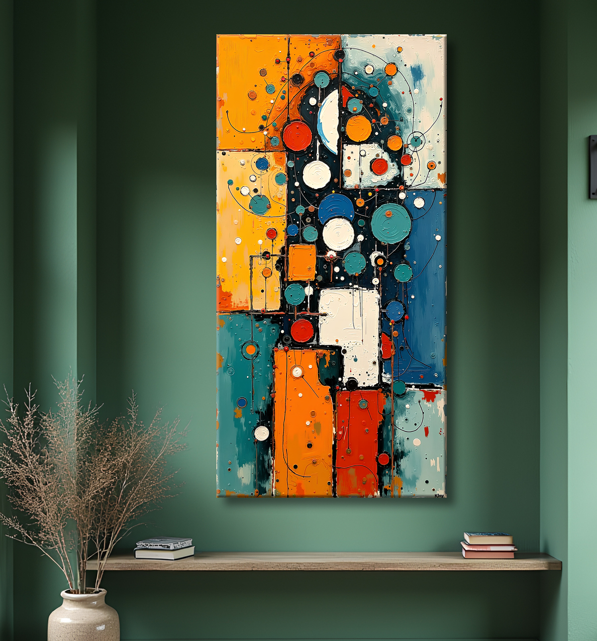 Tableau abstrait moderne et coloré Made in France avec decor