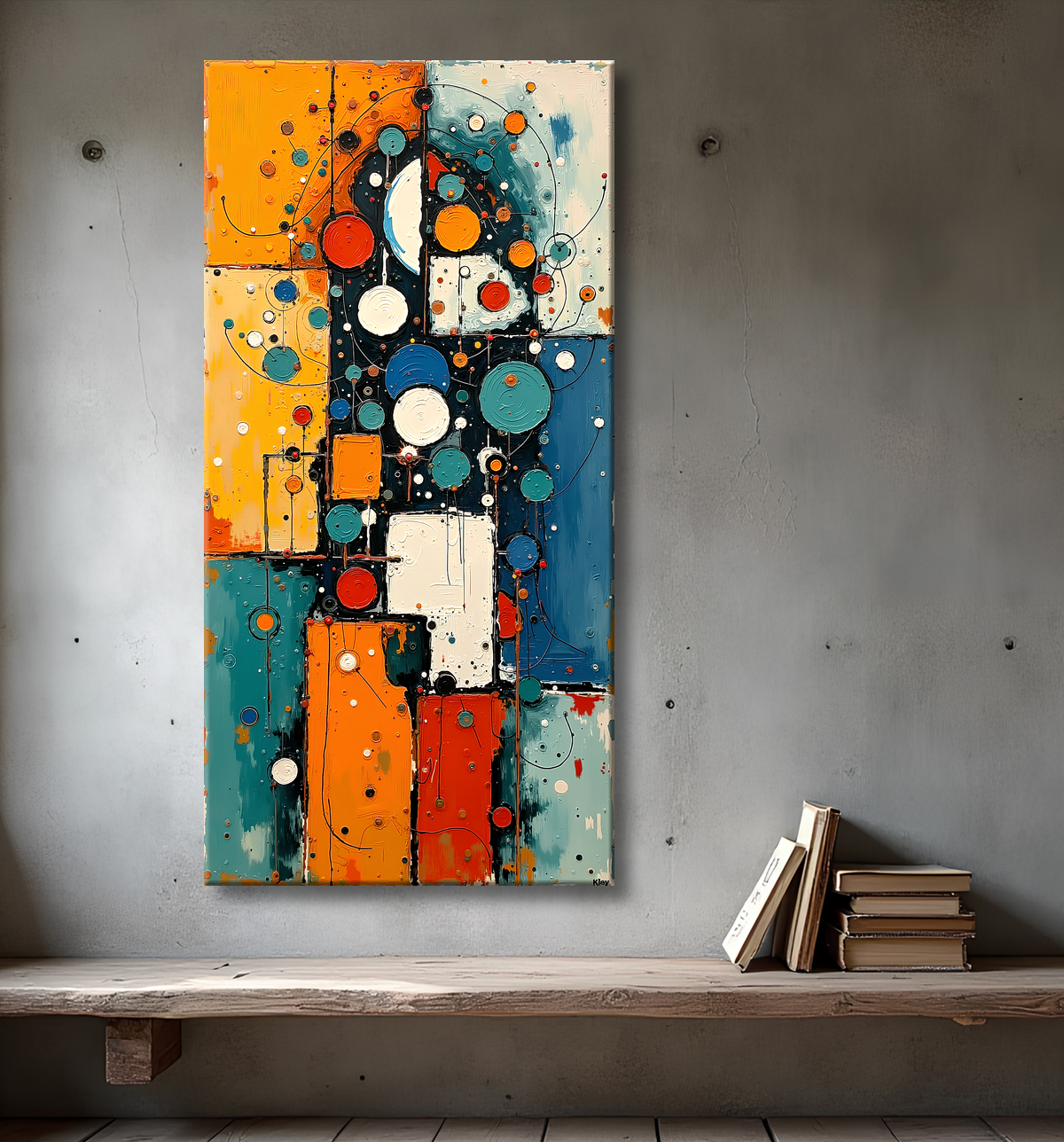 Tableau abstrait moderne et coloré Made in France avec decor