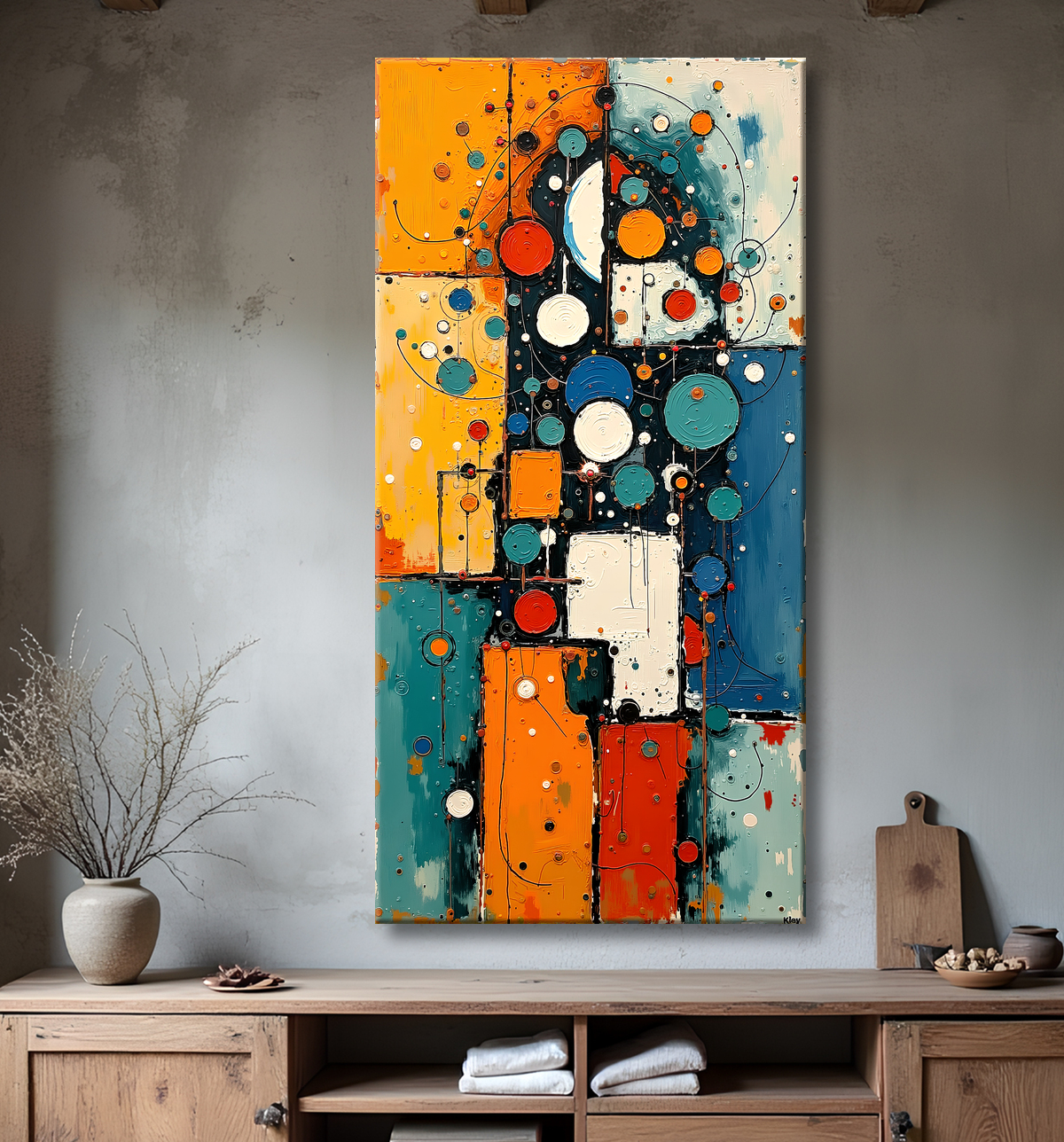 Tableau abstrait moderne et coloré Made in France avec decor