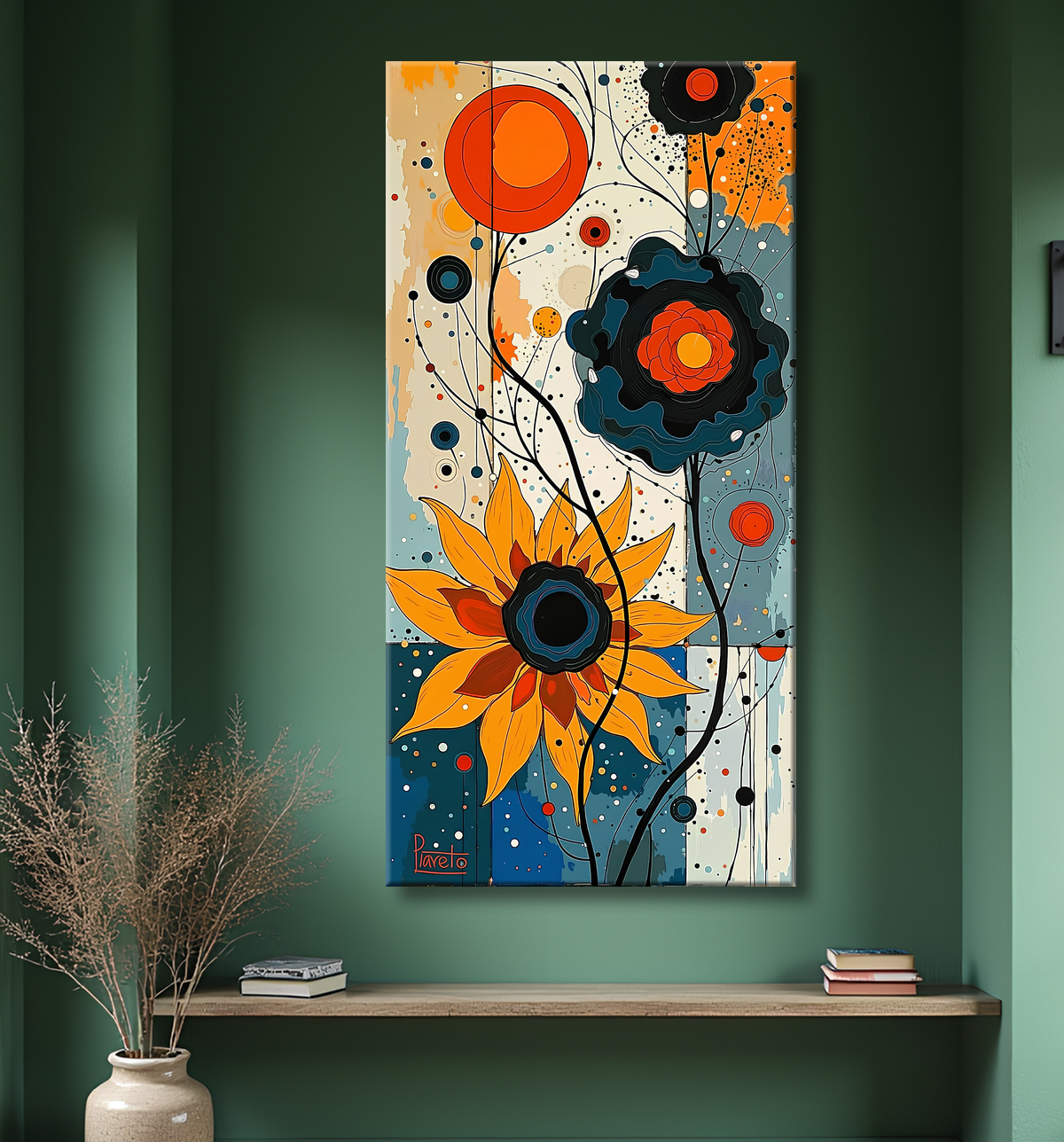Tableau abstrait moderne et coloré Made in France avec decor