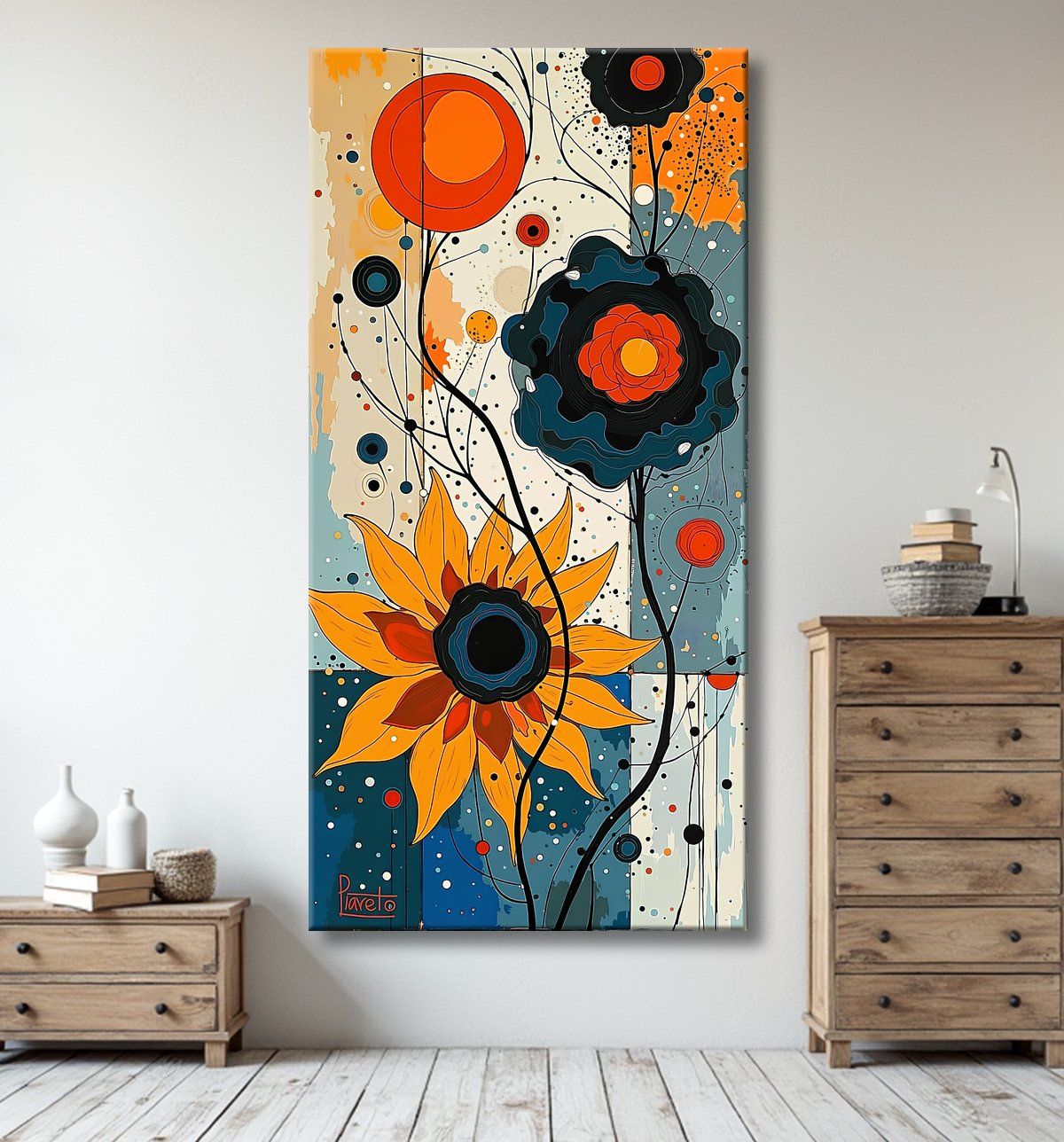 Tableau abstrait moderne et coloré Made in France avec decor