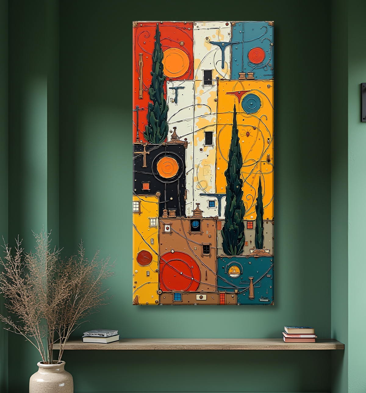 Tableau abstrait moderne et coloré Made in France avec decor