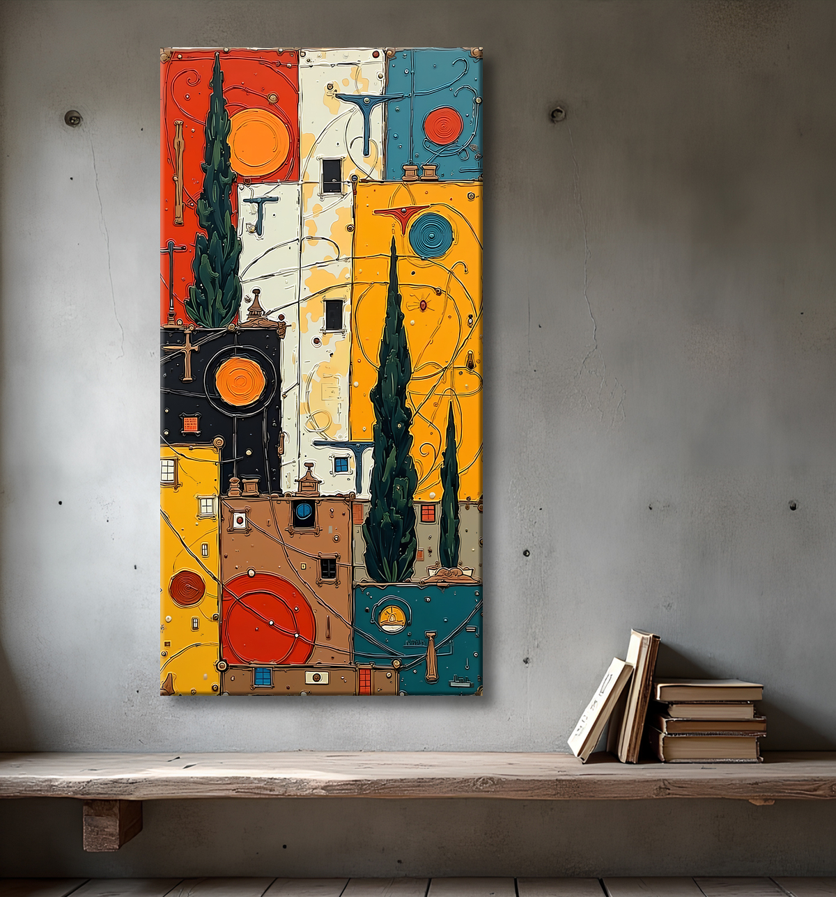 Tableau abstrait moderne et coloré Made in France avec decor