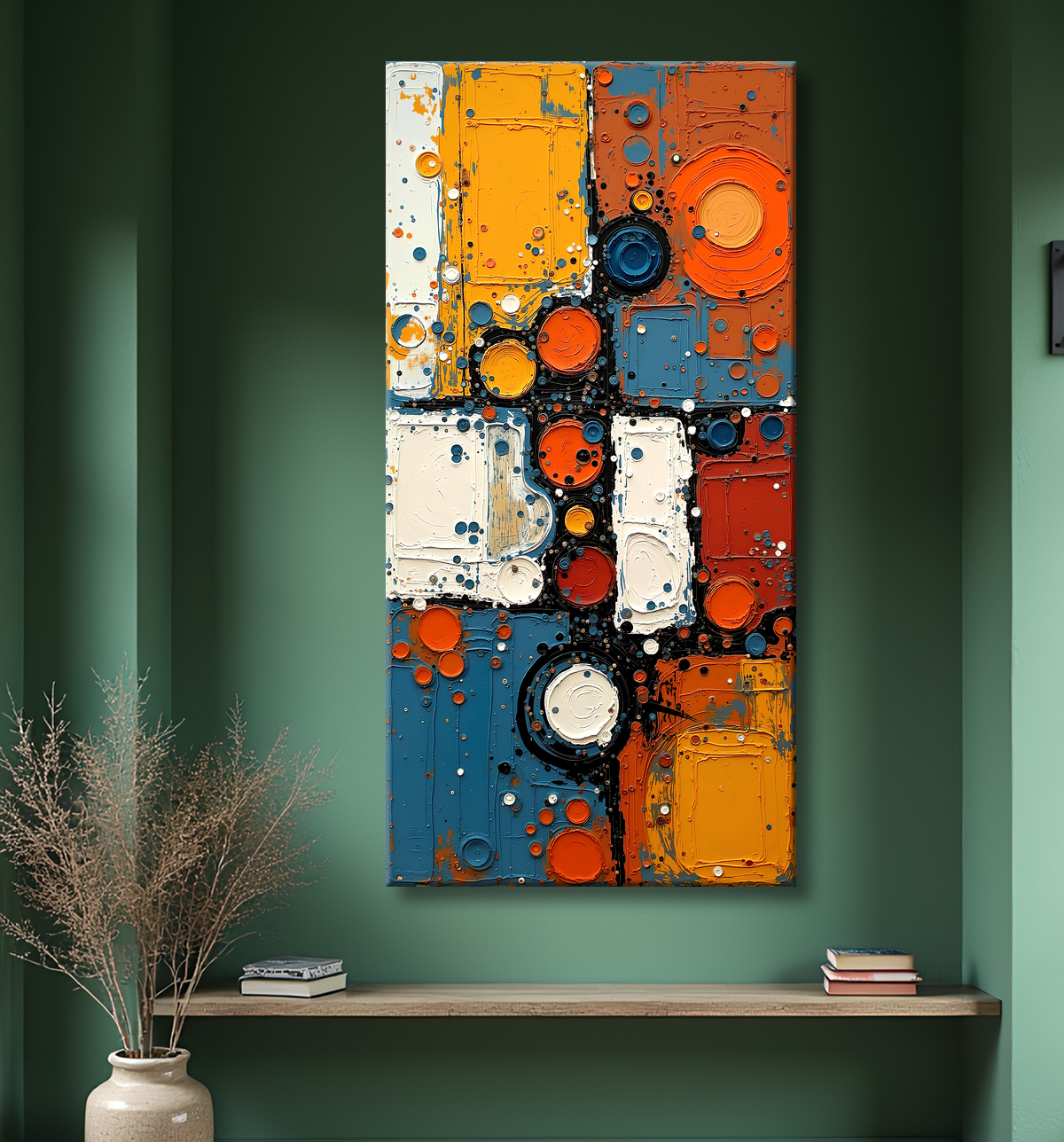 Tableau abstrait moderne et coloré Made in France avec decor