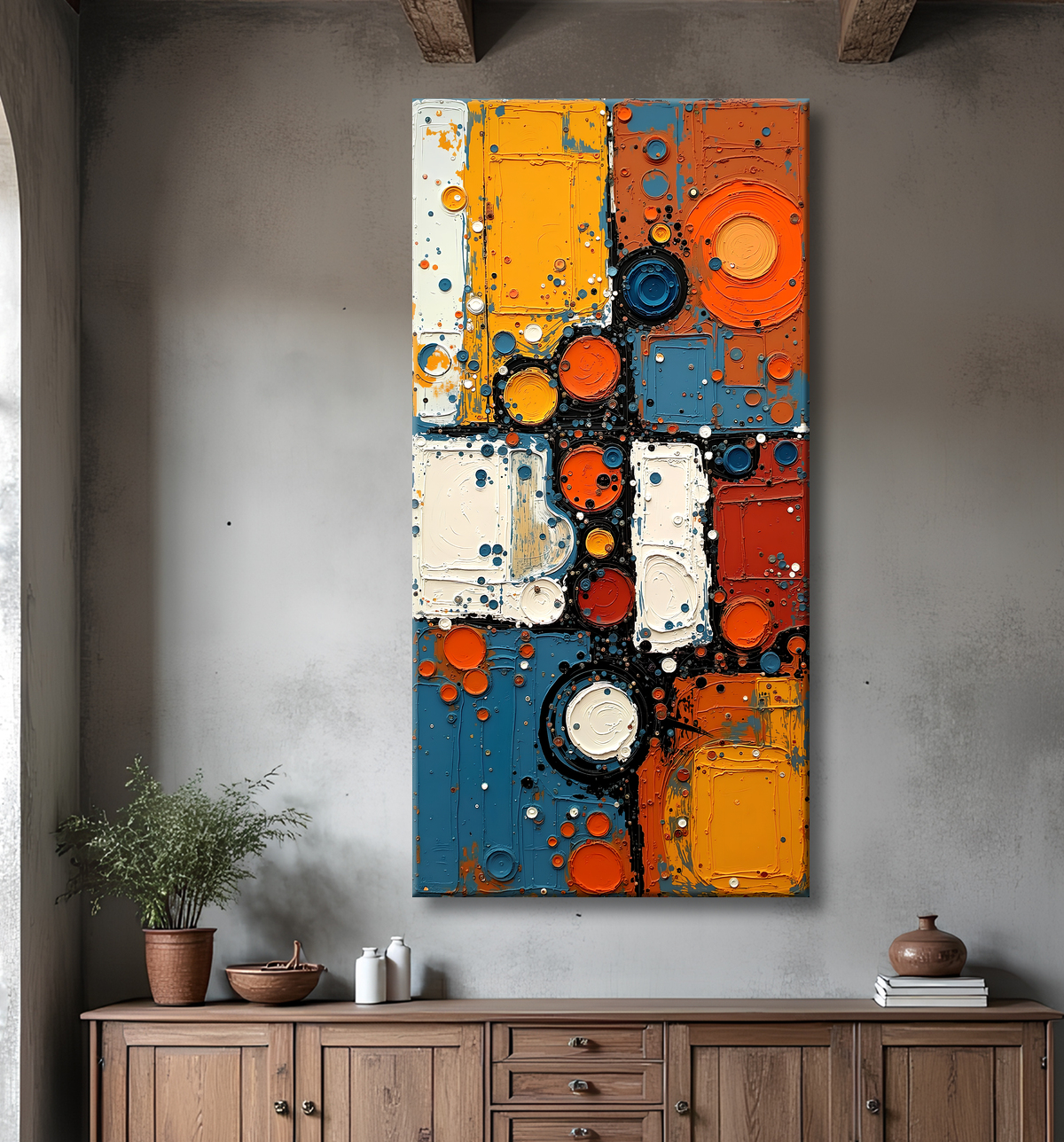 Tableau abstrait moderne et coloré Made in France avec decor