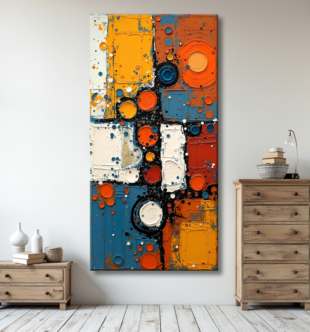 Tableau abstrait moderne et coloré Made in France avec decor