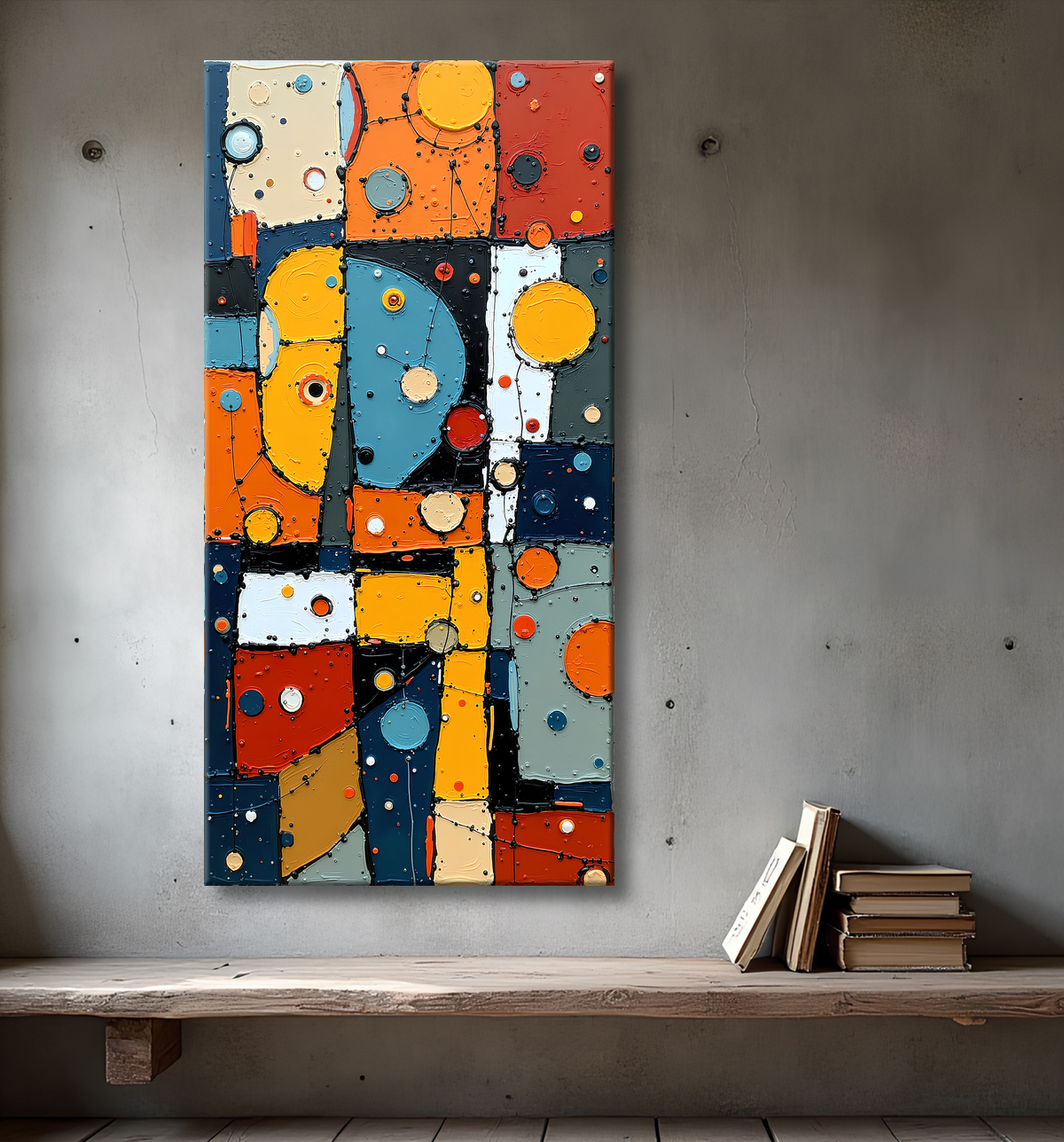 Tableau abstrait moderne et coloré Made in France avec decor