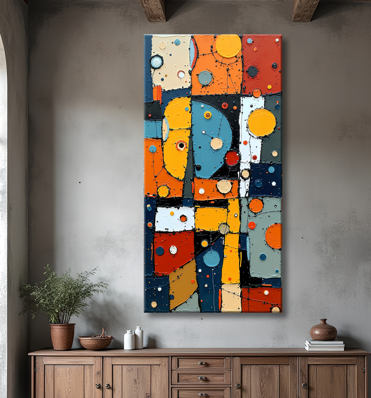 Tableau abstrait moderne et coloré Made in France avec decor