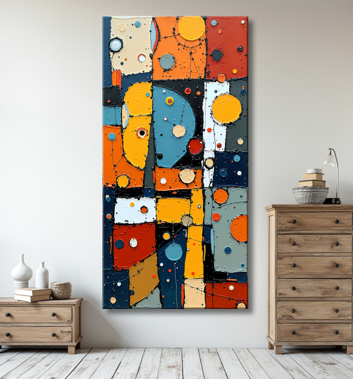 Tableau abstrait moderne et coloré Made in France avec decor