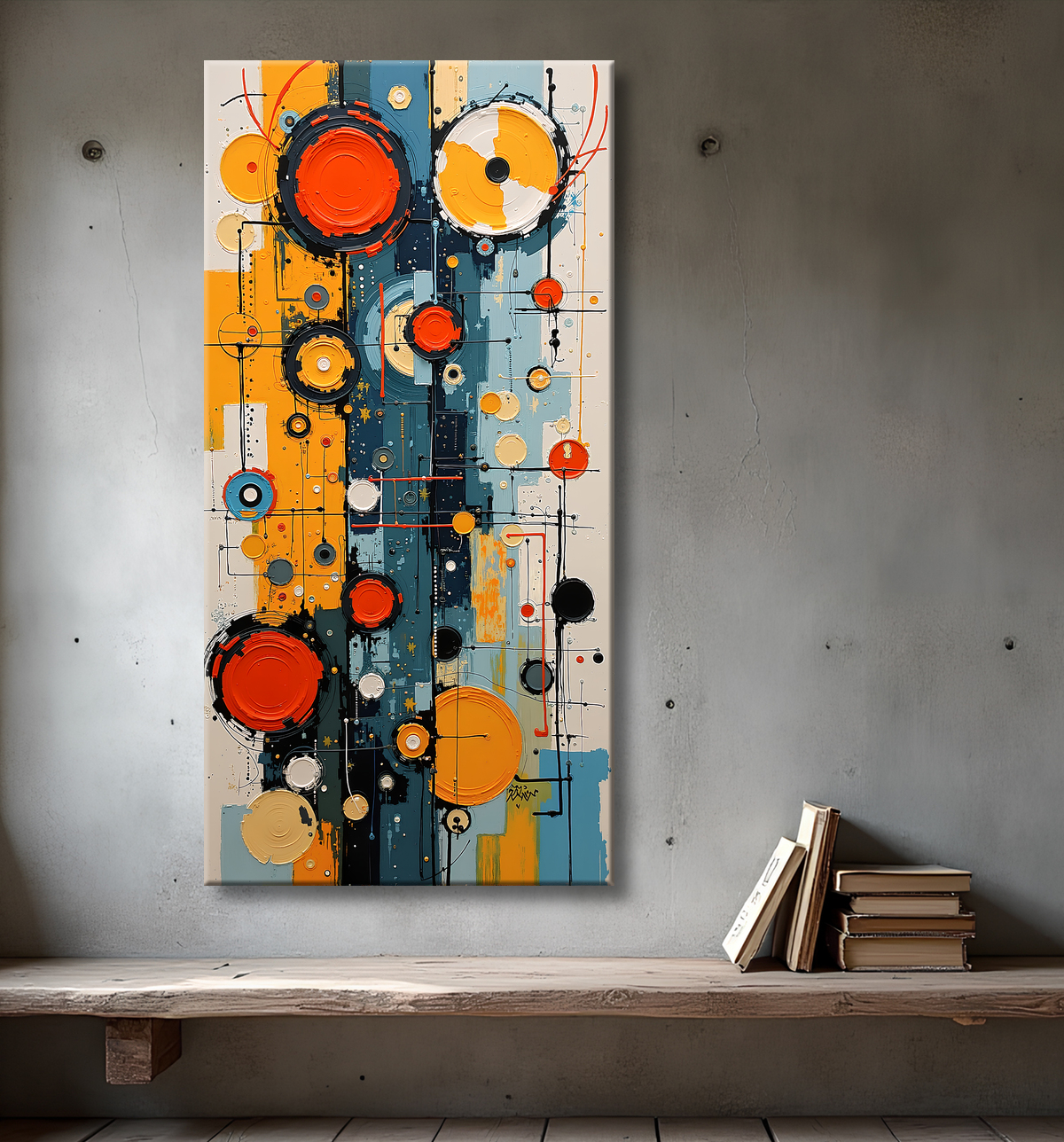 Tableau abstrait moderne et coloré Made in France avec decor