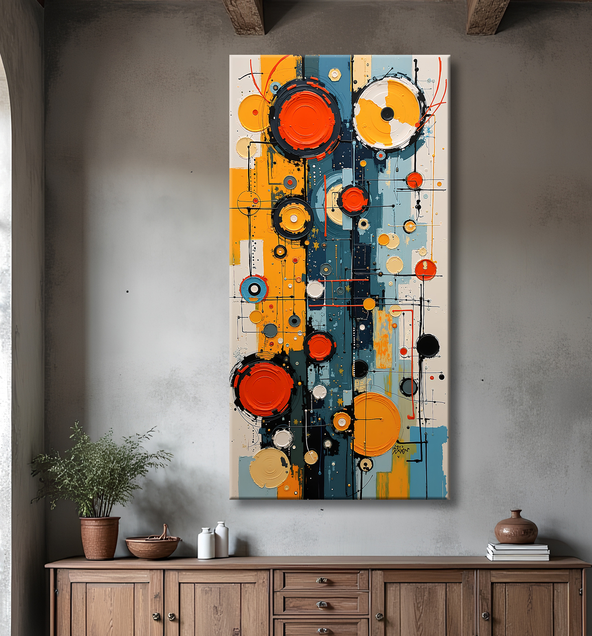Tableau abstrait moderne et coloré Made in France avec decor