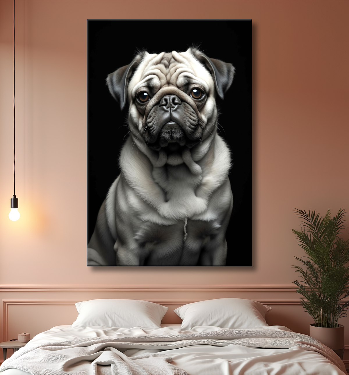 Tableau carlin - Portrait photographique noir et blanc avec decor